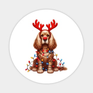 Christmas Red Nose Cocker Spaniel Dog Magnet